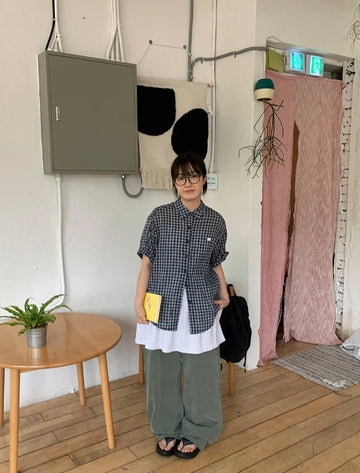 Elko Color Pigment Washing Wide Cotton Pants